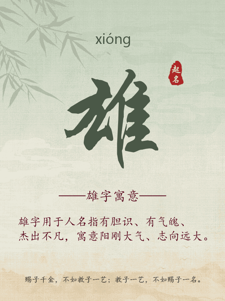 雄字取名寓意详解