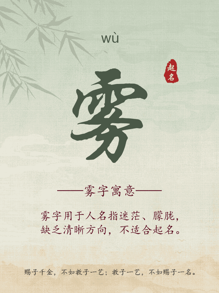 雾字取名寓意详解