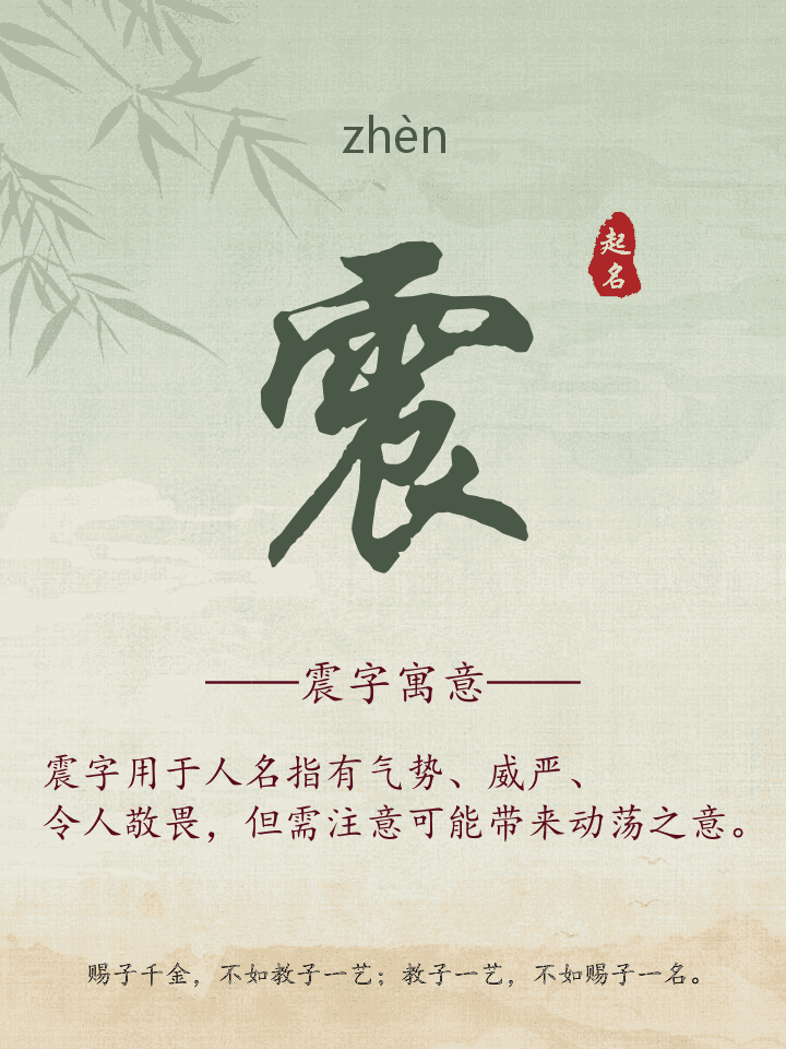 震字取名寓意详解