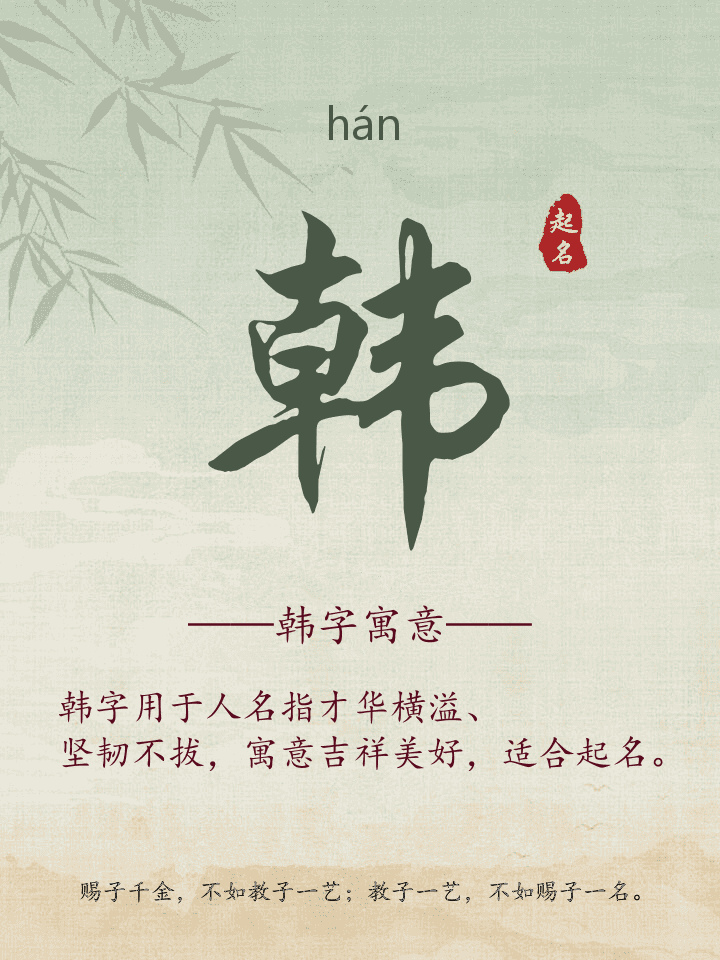 韩字取名寓意
