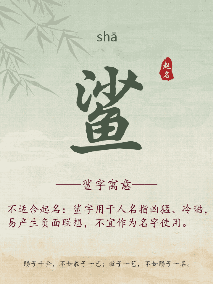 鲨字取名寓意详解