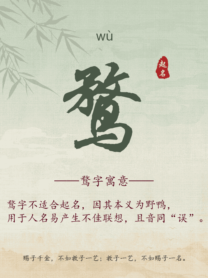 鹜字取名寓意详解