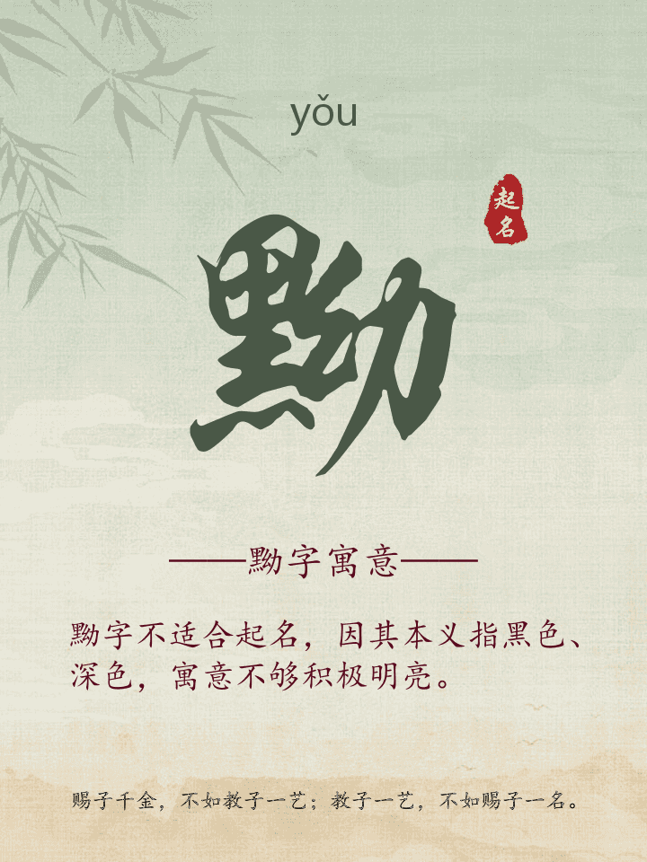 黝字取名寓意详解
