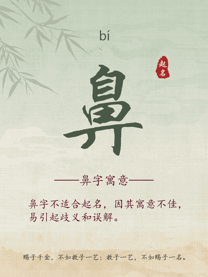 鼻字取名寓意详解